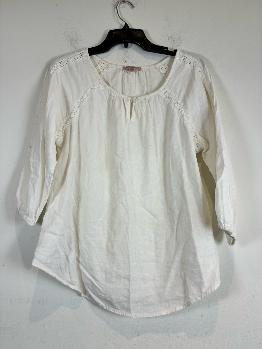 Saint Tropez West White Peasant Tunic Top, Size M